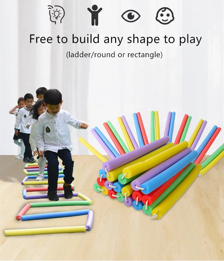 Portable Hopscotch Outdoor Games Safety EVA Sticks Kids Sensory Toys Kindergarten Sports Changeable Obstacle Race Jump