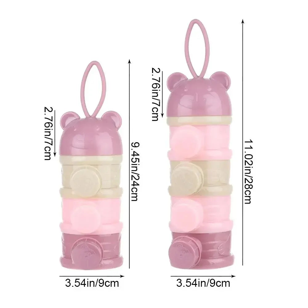 Three/Four Tier Portable Formula Storage Container, Food Container Dispenser, Spill-Proof, For 1 To 6 Year Olds