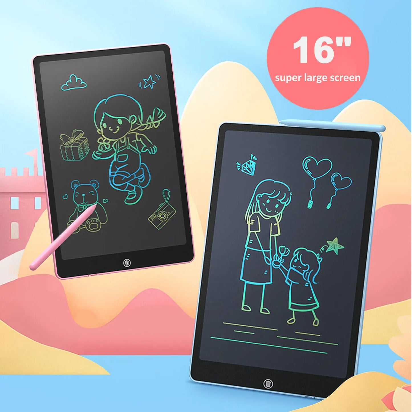 8.5/10/12/16 بوصة شاشة LCD لوحة الرسم للأطفال أدوات الرسم الإلكترونية لوحة الكتابة الأولاد ألعاب تعليمية للأطفال هدايا