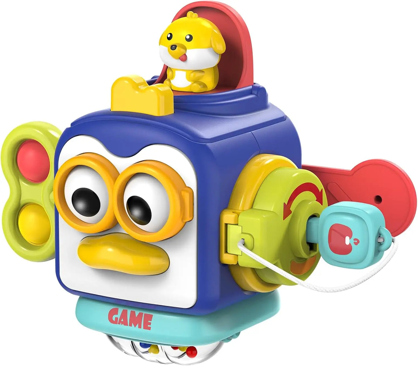 Baby Busy Board Cube Montessori Sensory Toys for Toddler Educational Learning Activities Travel Toy Lock Box Fine Motor Skill