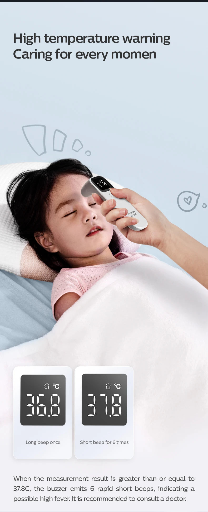 PHILIPS AVENT ear thermometer forehead thermometer two-in-one Infrared thermometer Infant/adult temperature measurement