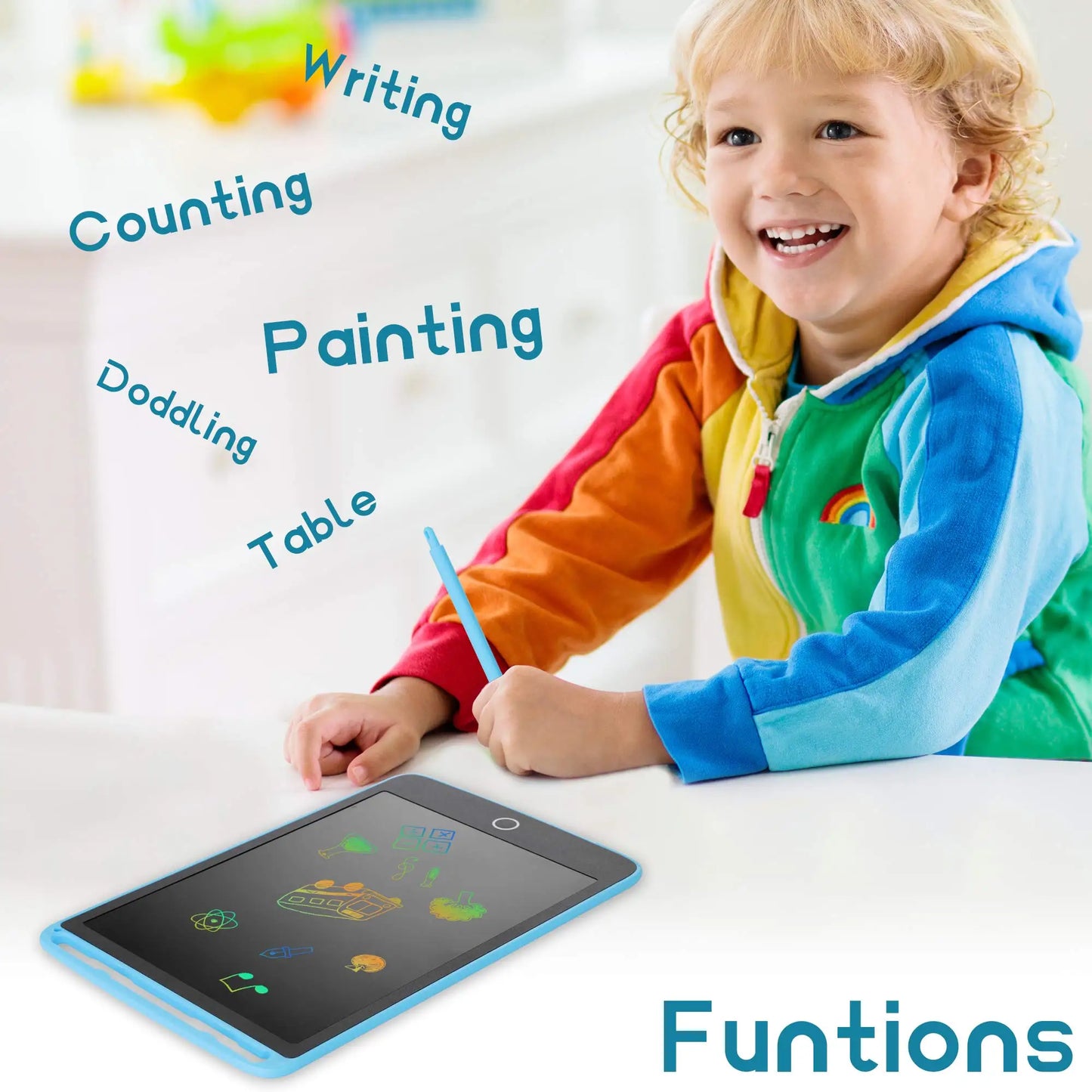 لوحة رسم إلكترونية Efes مقاس 8.5/10/12 بوصة للأطفال، لوحة رسم تعليمية بشاشة LCD وكتابة، ألعاب أطفال
