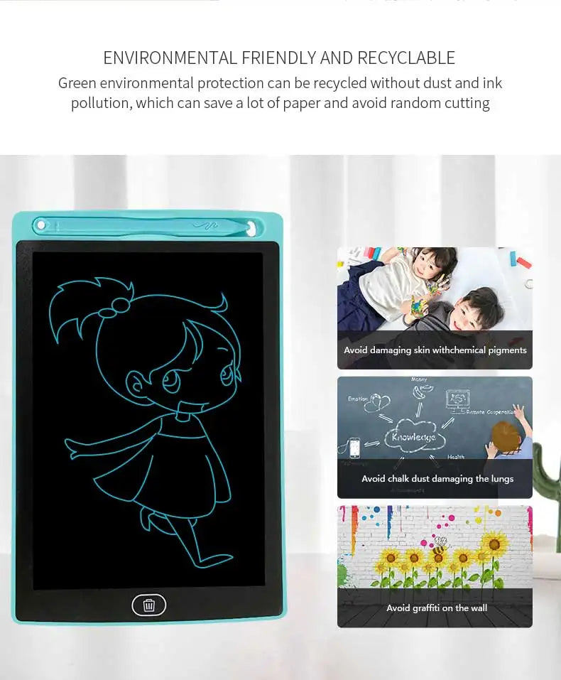 لوحة رسم إلكترونية Efes مقاس 8.5/10/12 بوصة للأطفال، لوحة رسم تعليمية بشاشة LCD وكتابة، ألعاب أطفال