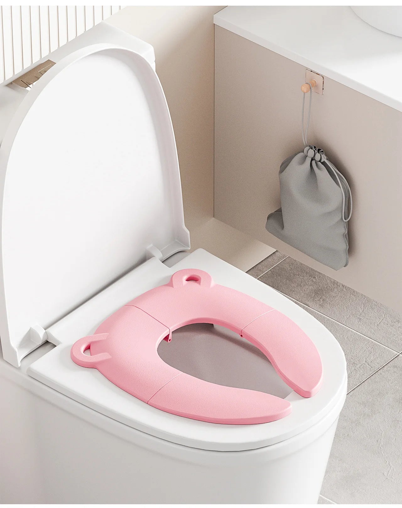 مقعد تدريب على استخدام المرحاض قابل للطي بتصميم كرتوني للأطفال، وسادة مبولة للأطفال، وسادة كرسي/سجادة للأطفال