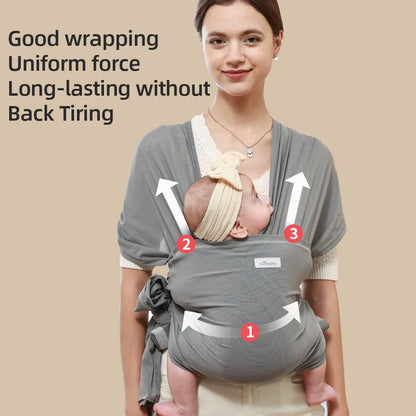 Sunveno Breathable Baby Wrap Carrier,Hands Free Baby Infant Carrier, Simple Pre-Wrapped Holder for 0-24 Months Baby Newborns