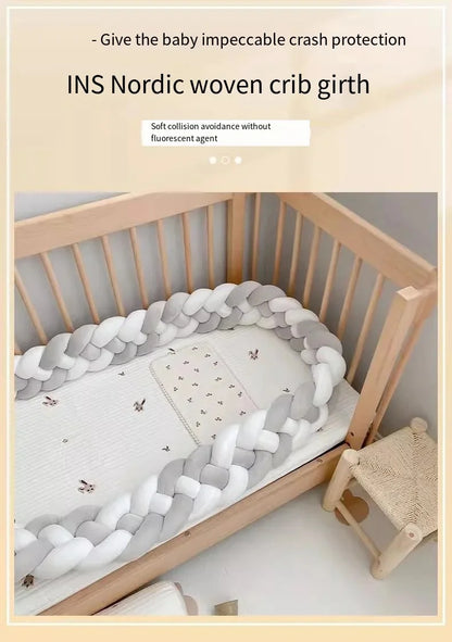 4 Shares 1M Baby Bumper Bed Braid Knot Pillow Baby Cot Bumper Kid’s Safety Bed Rails Decorative Baby Bed Baby Bed Bumper 2M