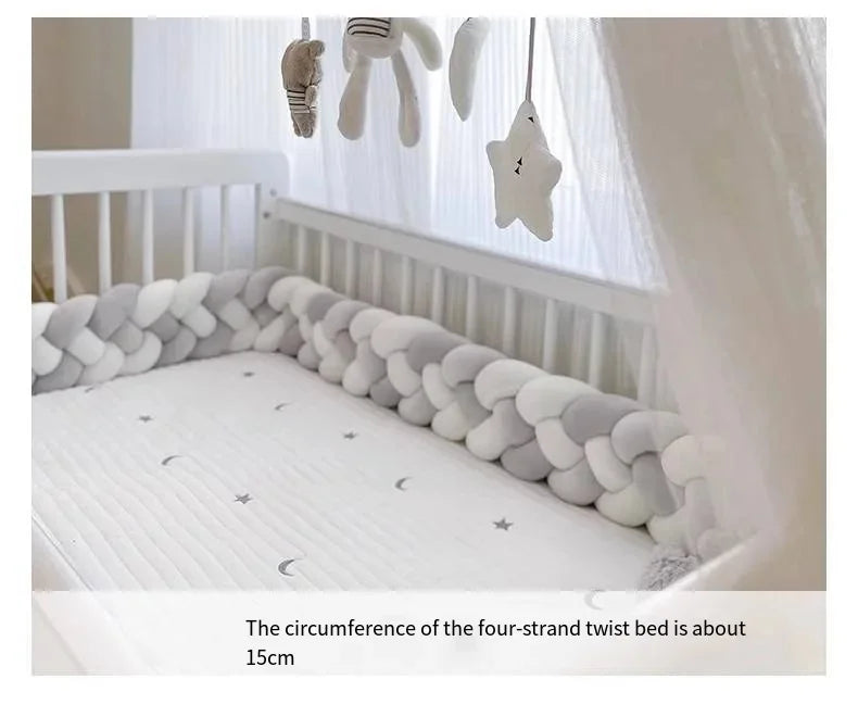 4 Shares 1M Baby Bumper Bed Braid Knot Pillow Baby Cot Bumper Kid’s Safety Bed Rails Decorative Baby Bed Baby Bed Bumper 2M