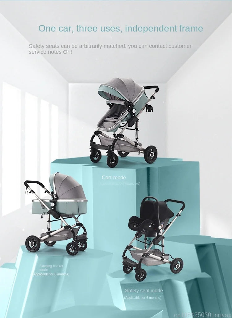 3in1 baby stroller High Landscape baby pram portable baby pushchair multifunctional Newborn Carriage double faced 739 model
