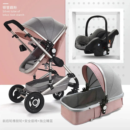 3in1 baby stroller High Landscape baby pram portable baby pushchair multifunctional Newborn Carriage double faced 739 model