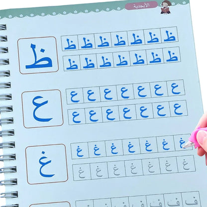 دفاتر الكتابة العربية للأطفال مع قلم تدريبي قابل لإعادة الاستخدام وكتاب الكتابة السحرية مجاني مسح خط اليد للأطفال التعلم المبكر