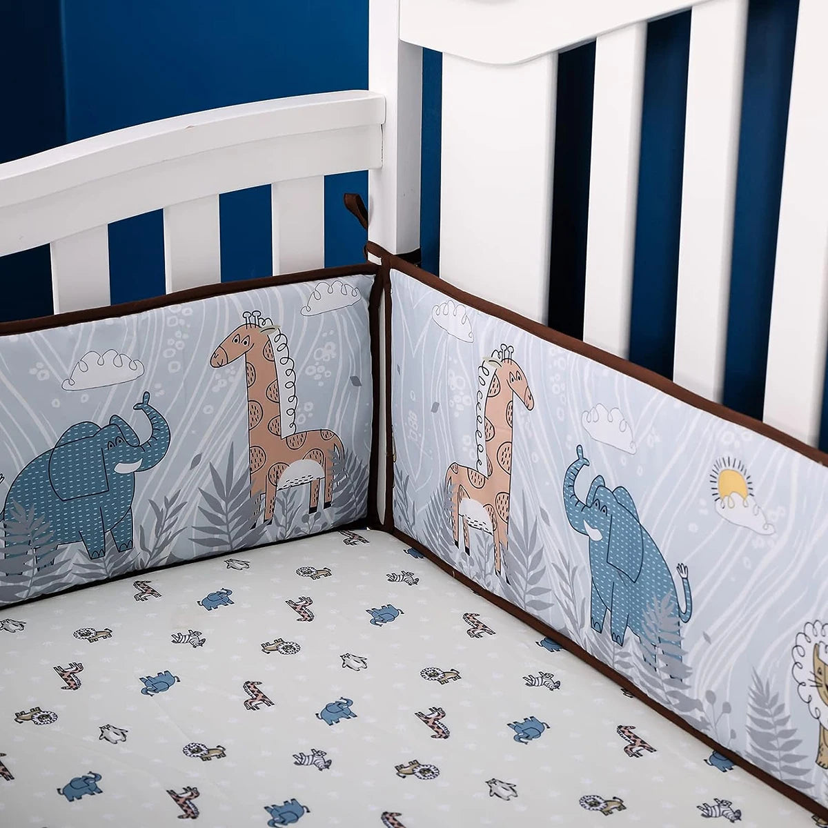 4M Baby Crib Fence Cotton Bed Protection Railing Thicken Bumper 4-in-1 Crib Around Crash Guardrail Baby Room Decor