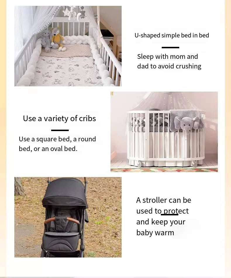 4 Shares 1M Baby Bumper Bed Braid Knot Pillow Baby Cot Bumper Kid’s Safety Bed Rails Decorative Baby Bed Baby Bed Bumper 2M
