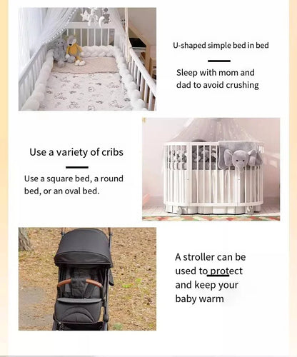 4 Shares 1M Baby Bumper Bed Braid Knot Pillow Baby Cot Bumper Kid’s Safety Bed Rails Decorative Baby Bed Baby Bed Bumper 2M