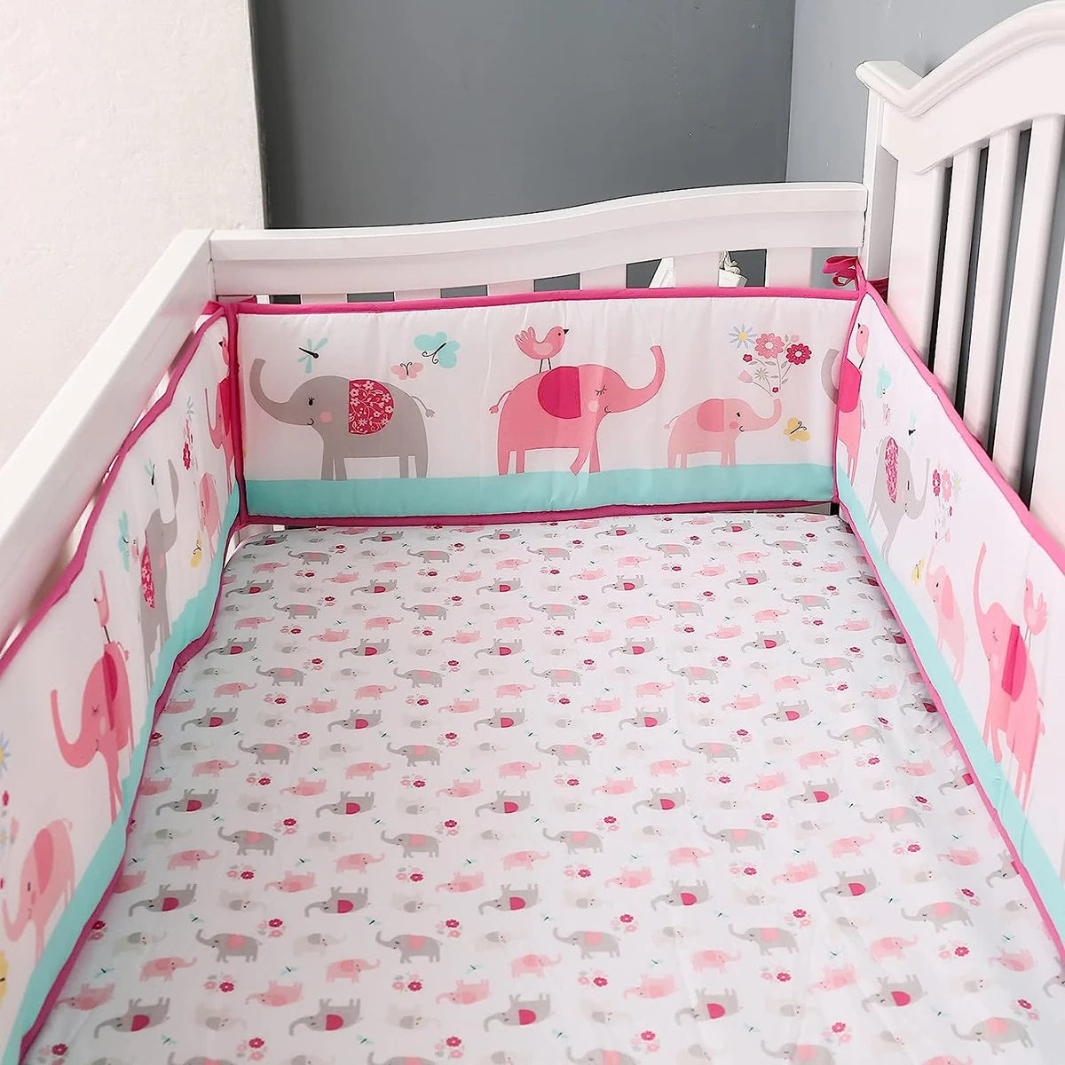 4M Baby Crib Fence Cotton Bed Protection Railing Thicken Bumper 4-in-1 Crib Around Crash Guardrail Baby Room Decor
