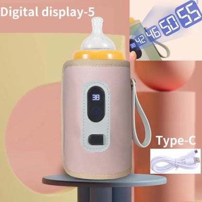 حقيبة حرارية لزجاجة حليب الأطفال مزودة بمنفذ USB وشاشة رقمية عالمية وسخان لزجاجة الرضاعة وحافظة حرارة حليب الأطفال المحمولة للسفر
