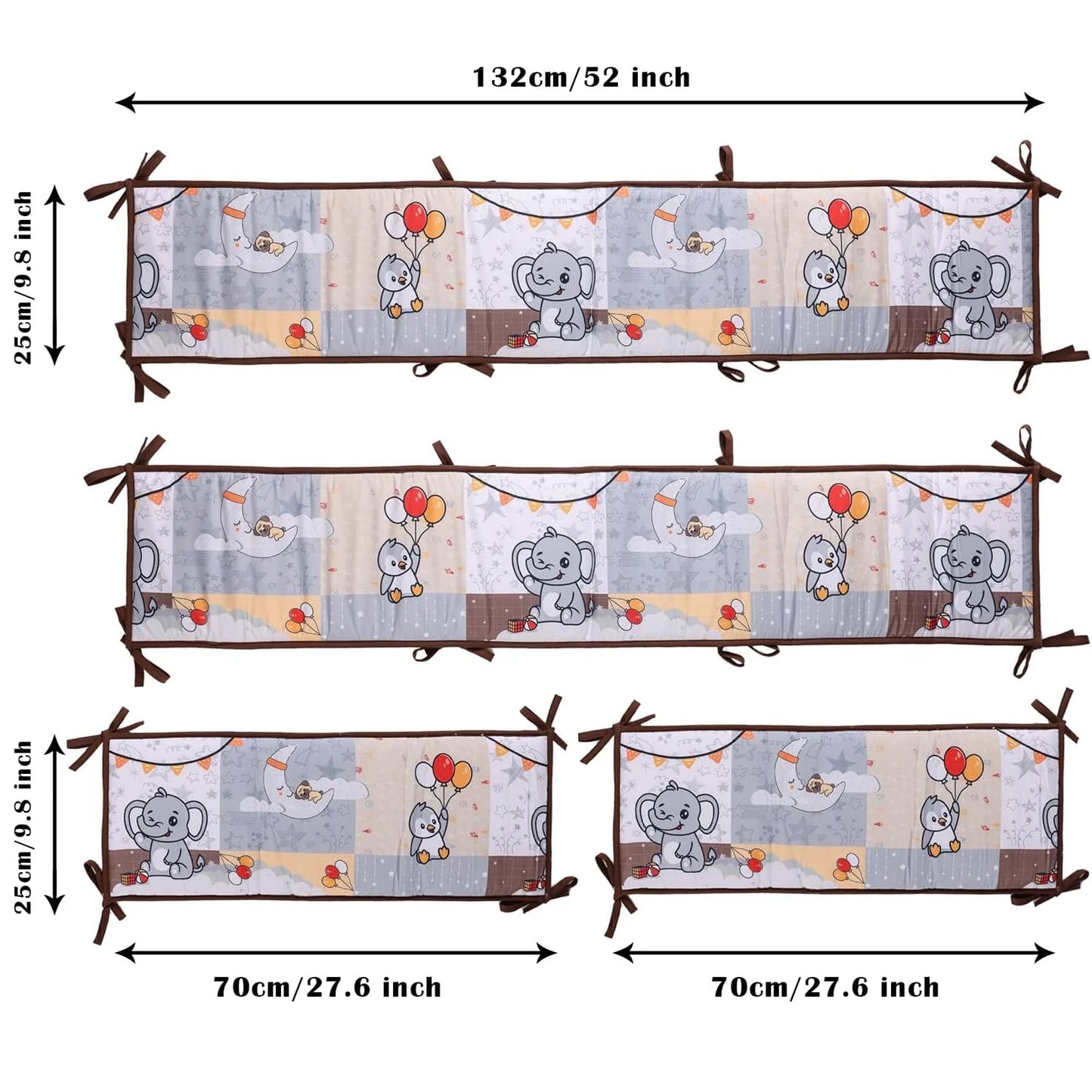 4M Baby Crib Fence Cotton Bed Protection Railing Thicken Bumper 4-in-1 Crib Around Crash Guardrail Baby Room Decor