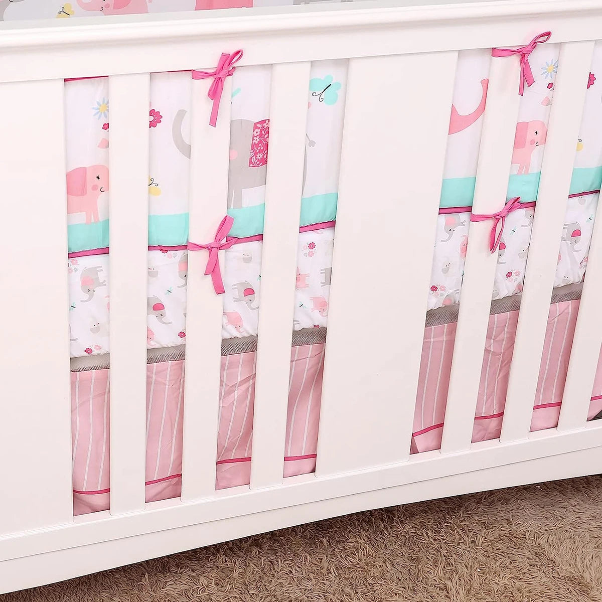 4M Baby Crib Fence Cotton Bed Protection Railing Thicken Bumper 4-in-1 Crib Around Crash Guardrail Baby Room Decor