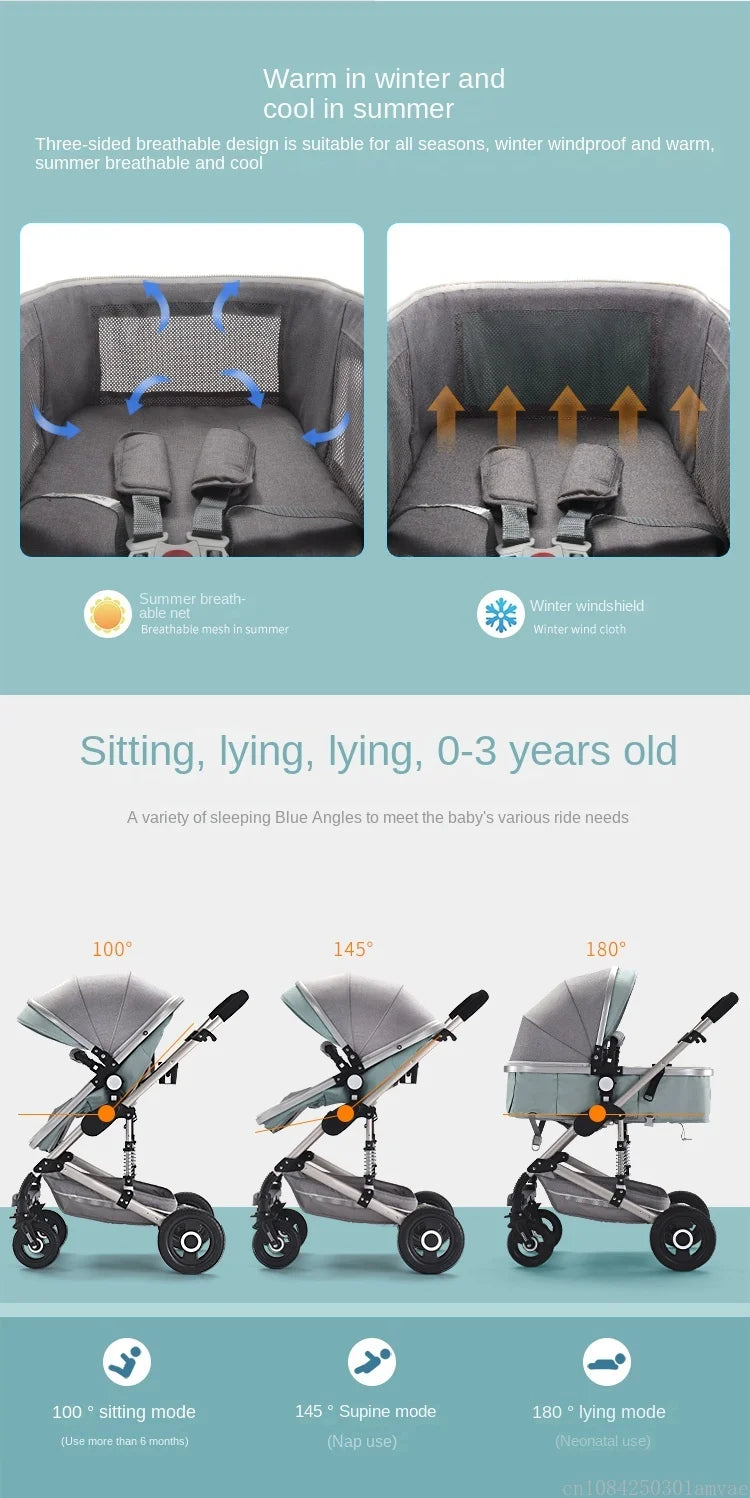 3in1 baby stroller High Landscape baby pram portable baby pushchair multifunctional Newborn Carriage double faced 739 model