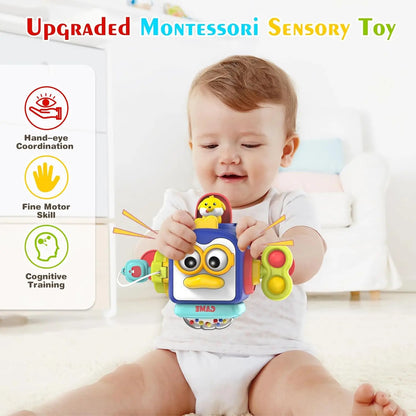Baby Busy Board Cube Montessori Sensory Toys for Toddler Educational Learning Activities Travel Toy Lock Box Fine Motor Skill