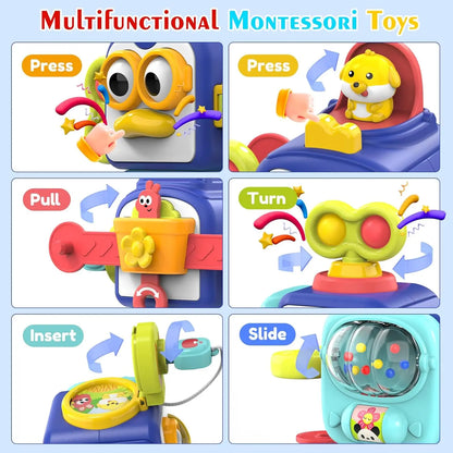 Baby Busy Board Cube Montessori Sensory Toys for Toddler Educational Learning Activities Travel Toy Lock Box Fine Motor Skill